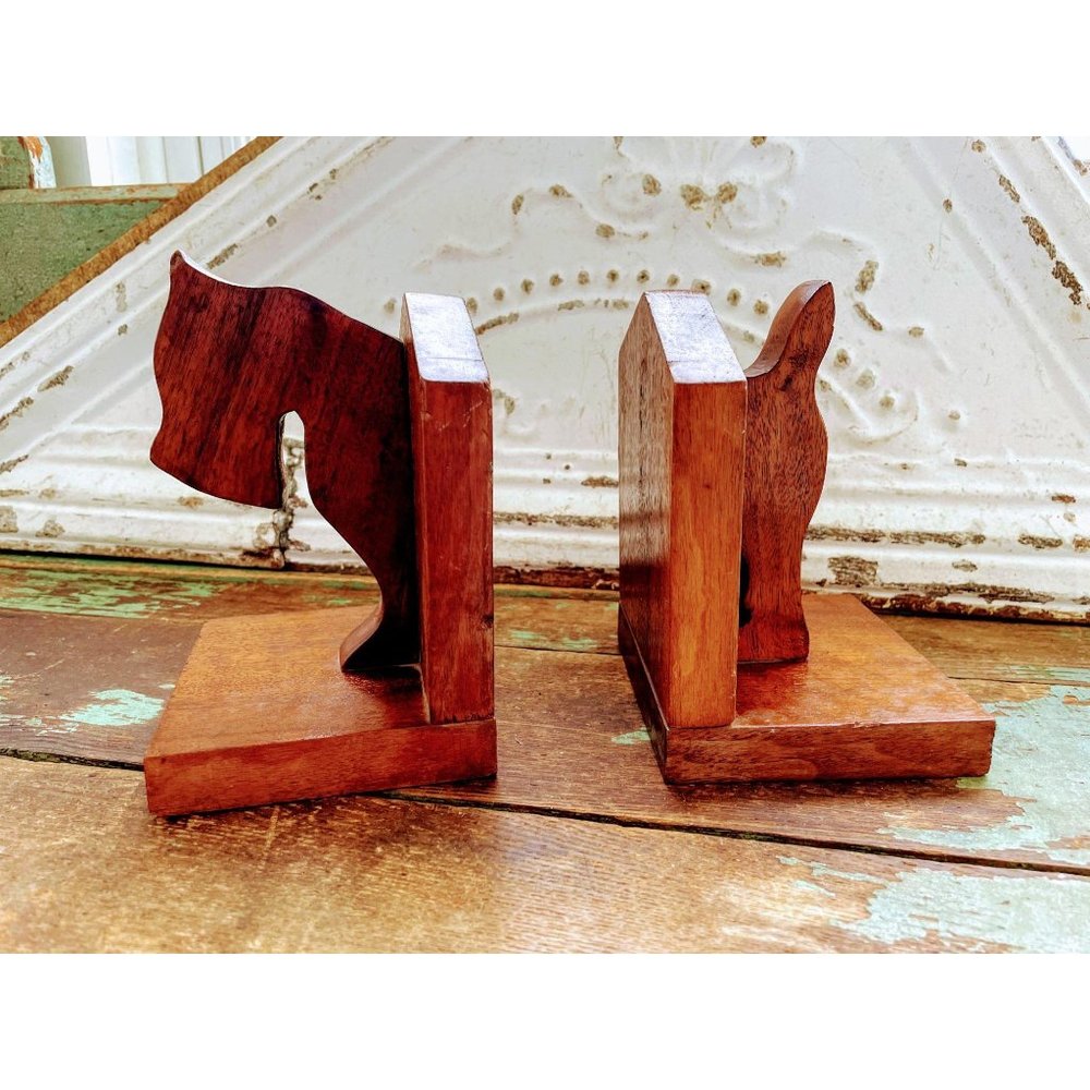 Vintage Art Deco Scotty Dog Wood Bookends - Picture 7 of 9